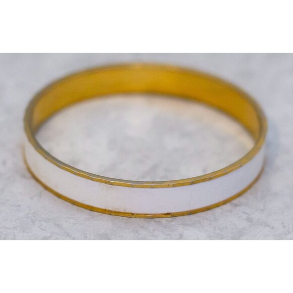 8 inch, Vintage White and Gold Tone Bangle by Monet - CK1 - Picture 3 of 4